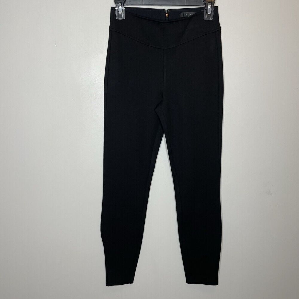 J.CREW Split Hem Leggings Women XS Black Italian Ponte NEW Stretch Slim BF419